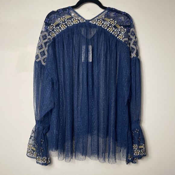 New Free People Joy Ride Navy Top OVERSIZED - OS Size Small Retail $148 - Picture 6 of 14